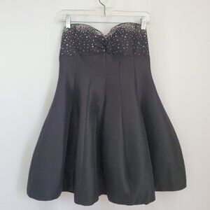 Betsy & Adam Crystal Fit & Flare Strapless Dress